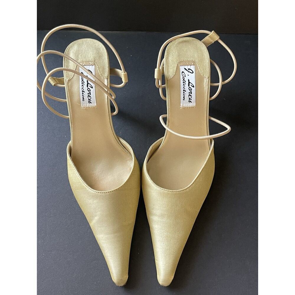 J. Loren Collections Susan Womens Size 7.5 Strappy Shoes Gold Metallic Cocktail